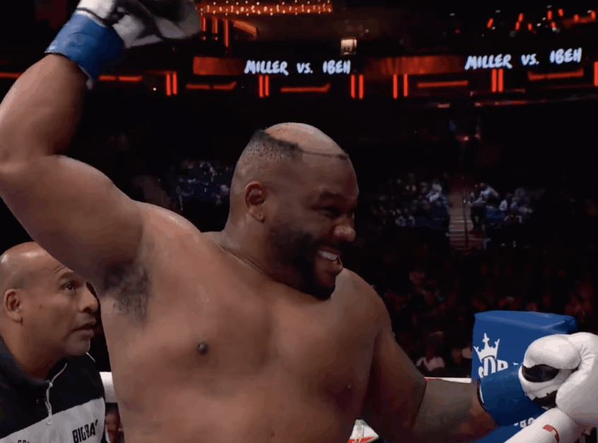 Boxer “Big Baby” Jarrell Miller Gets His Wig Pushed Back During Madison Square Garden Fight